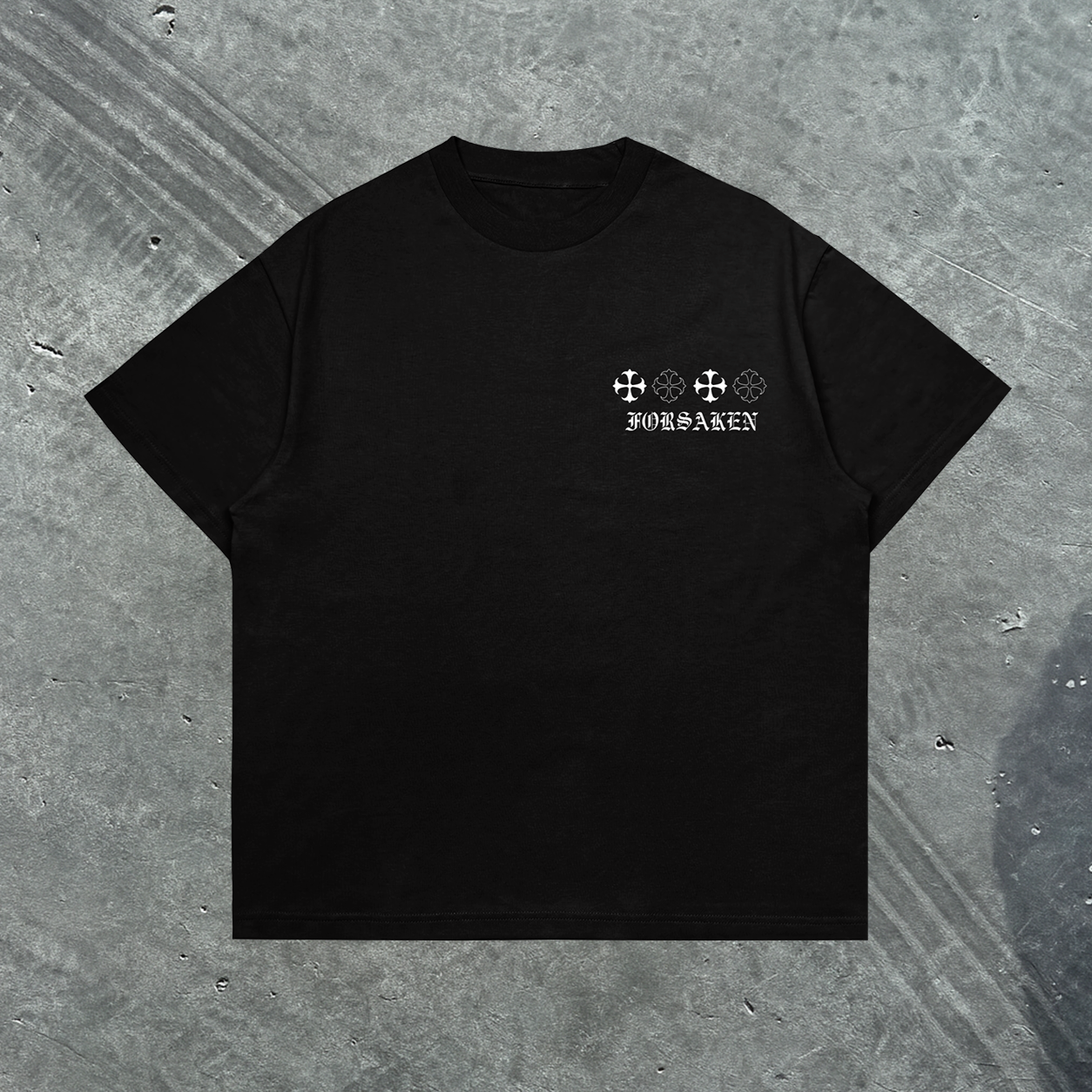 "CROSSED" OVERSIZED TEE (BLACK)
