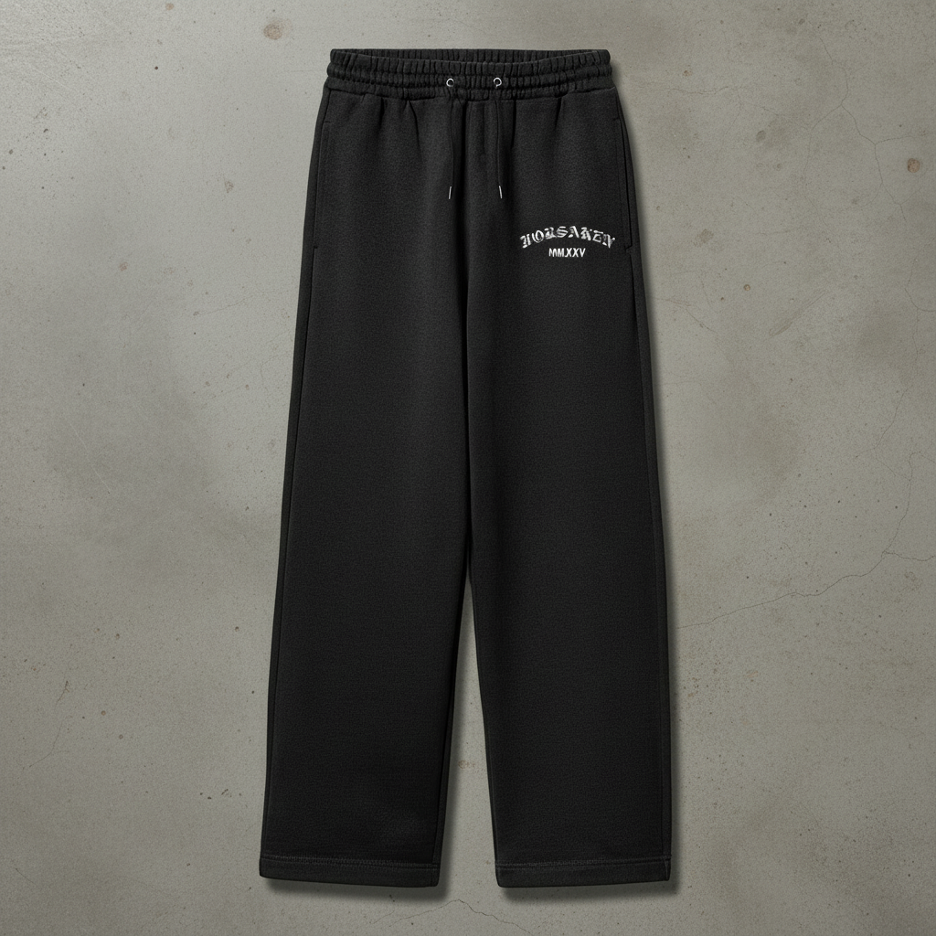 BLACK STRAIGHT FIT SWEATPANTS